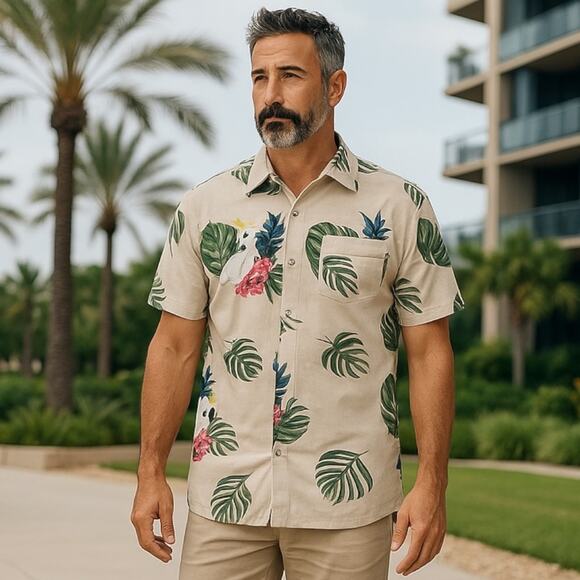 croft & barrow Other - CROFT & BARROW Men’s Small Tropical Parrot Hawaiian Shirt